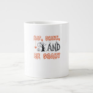 Caneca De Café Grande Coma, Beba E Seja Assustador Citação Minimalista