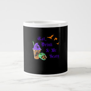 Caneca De Café Grande Coma, Beba E Seja Assustador Halloween Minimal Lim