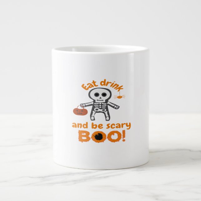 Caneca De Café Grande Coma, Beba E Seja Assustadoramente Divertido e Ass (Frente)