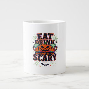 Caneca De Café Grande Coma Bebida E Seja Assustador No Halloween Design