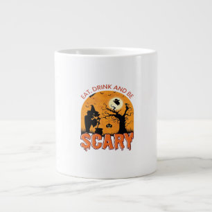 Caneca De Café Grande Coma Bebida E Seja Assustadora Cena De Halloween G