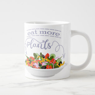 Caneca De Café Grande Coma mais plantas com cartazes de motivação de sal