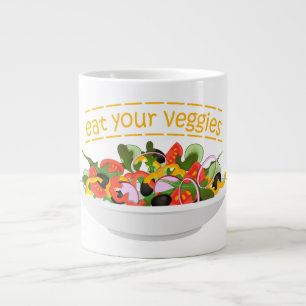 Caneca De Café Grande Coma seus vegetais Cite salada fresca misturar tig