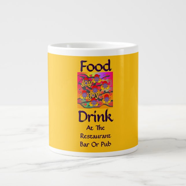 Caneca De Café Grande Comida Bebida Em Restaurante Bar Ou Pub Amarelo (Frente)