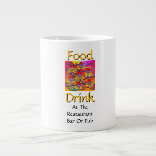 Caneca De Café Grande Comida Bebida No Bar Ou Pub Branco