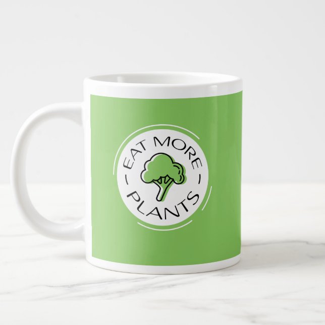 Caneca De Café Grande Comida Vegetal Vegano Coma Mais Plantas Comida Lim (Esquerda)