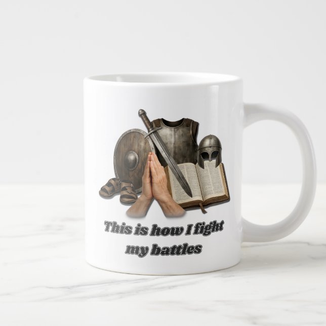 Caneca De Café Grande Como Eu Luto Minhas Batalhas (Direita)