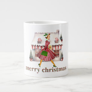 Caneca De Café Grande comprada de dama de Natal de 1950