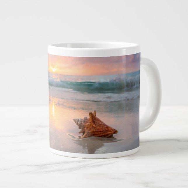 Caneca De Café Grande Conch Shell na Praia| Jamaica (Frente Esquerda)