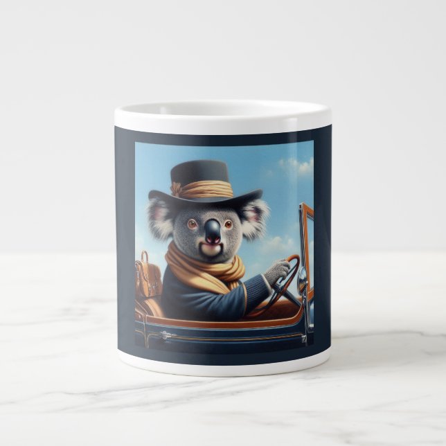 Caneca De Café Grande Condução De Koala (Frente)