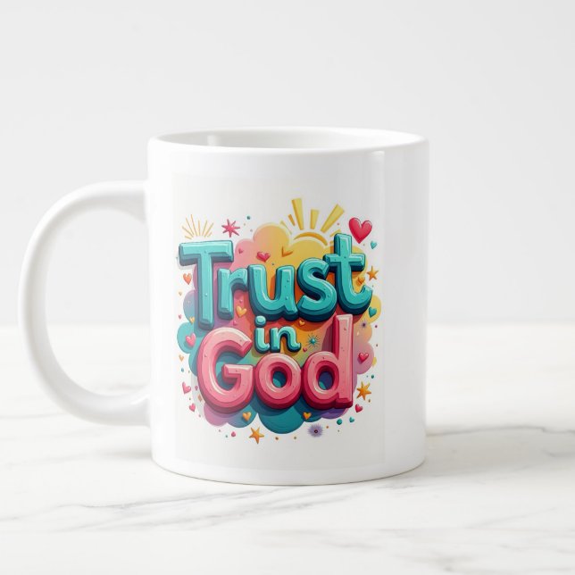 Caneca De Café Grande Confiança em Deus (Esquerda)