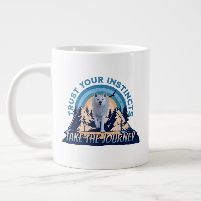 Caneca De Café Grande Confie em Seus Instintos Aventura do Lobo Ártico A (Esquerda)