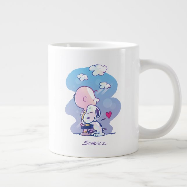 Caneca De Café Grande Conforto e segurança | Charlie & Snoopy Hug (Direita)