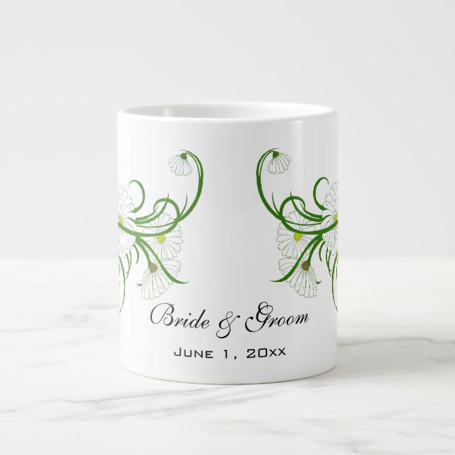 Caneca De Café Grande Conjunto de casamento de flores de margarida Gerbe (Frente)