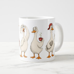Caneca De Café Grande Conjunto de Personagens de Ganso Engraçado