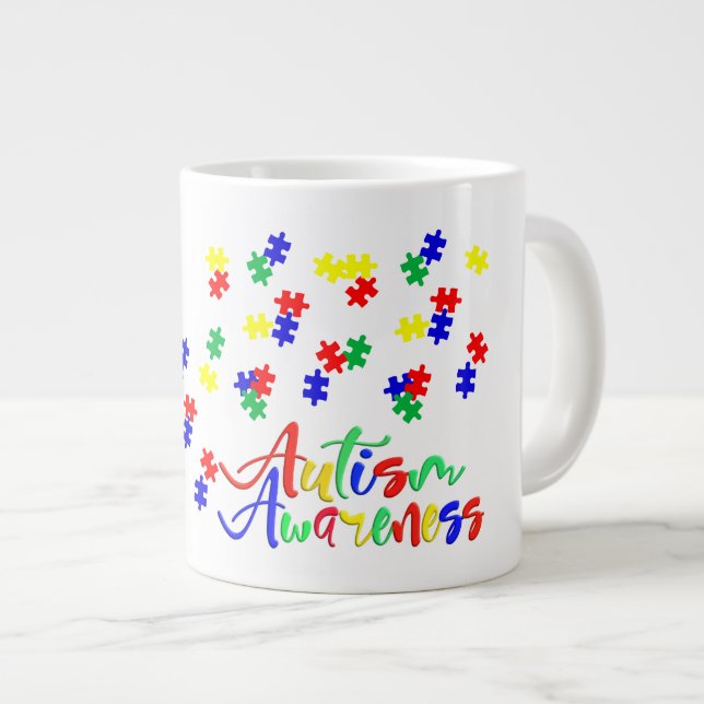Caneca De Café Grande Consciência do Autismo - Jumbo Mug (Frente Esquerda)