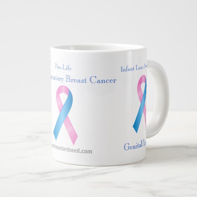 Caneca De Café Grande Consciência do cancer (Frente Esquerda)