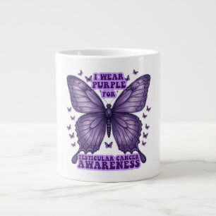 Caneca De Café Grande Consciência do Cancer da borboleta roxa