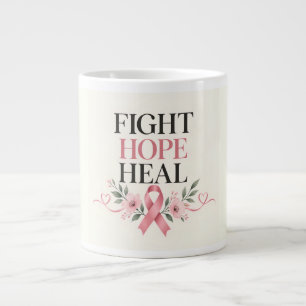 Caneca De Café Grande Conscientização do Câncer de Mama Laço Rosa Luta E