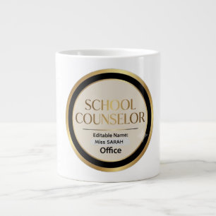 Caneca De Café Grande Conselheiro Escolar Moderno Neutro Preto Bege Dour