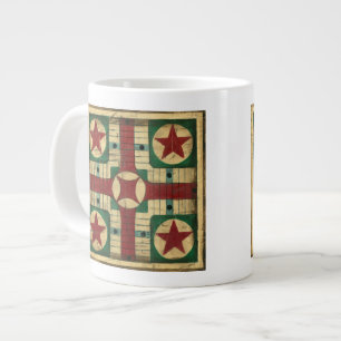 Caneca De Café Grande Conselho de Jogo Antique Parcheesi por Ethan Harpe