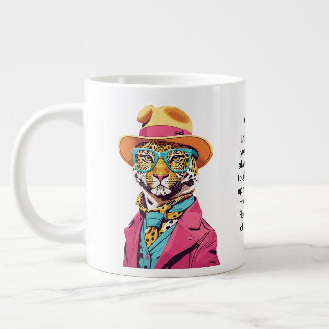 Caneca De Café Grande Conselho Engraçado De Um Leopardo (Esquerda)