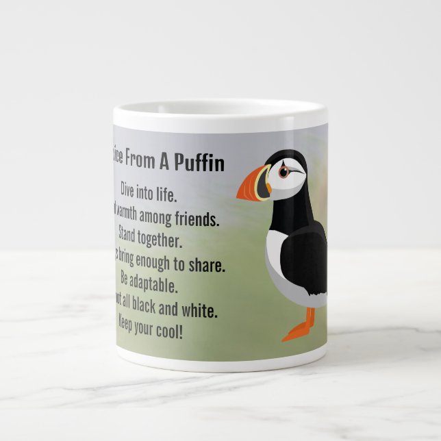 Caneca De Café Grande Conselhos de um Design Puffin (Frente)