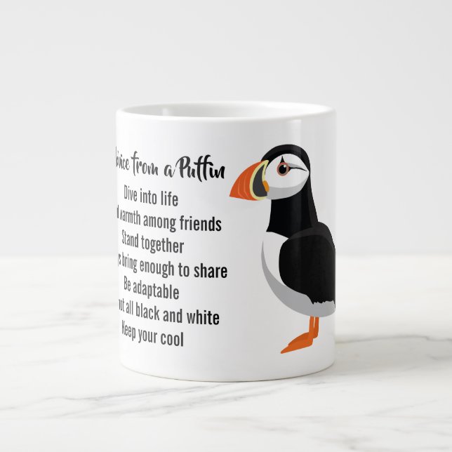 Caneca De Café Grande Conselhos de um Design Puffin (Frente)