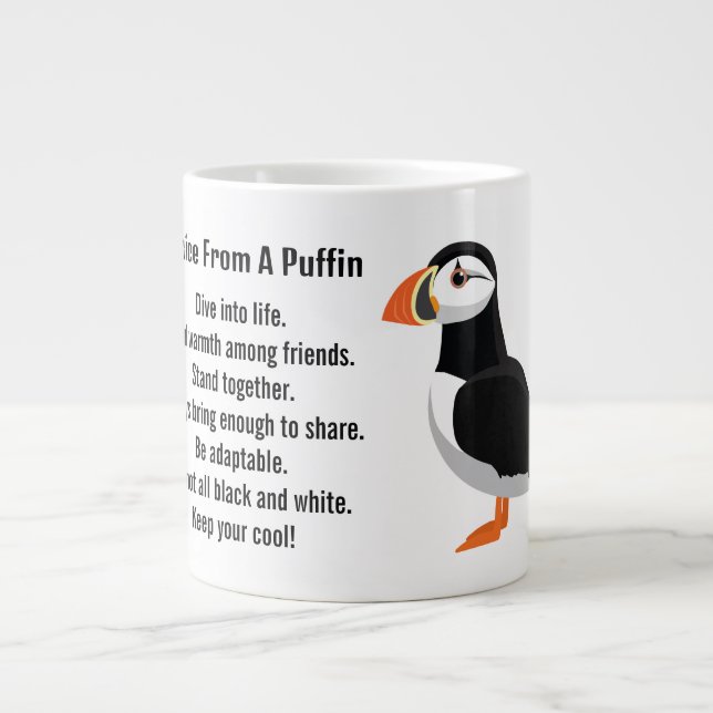 Caneca De Café Grande Conselhos de um Design Puffin (Frente)