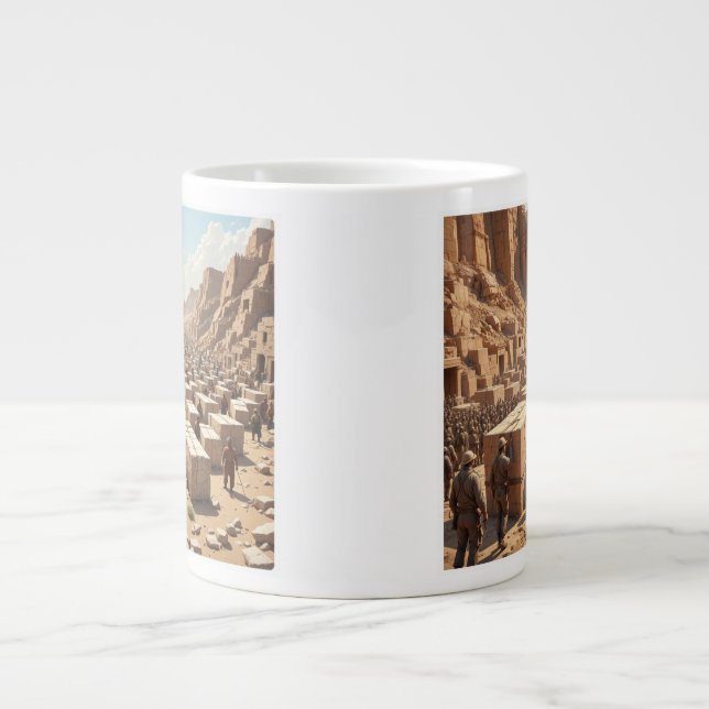 Caneca De Café Grande Construindo as Pirâmides (Frente)
