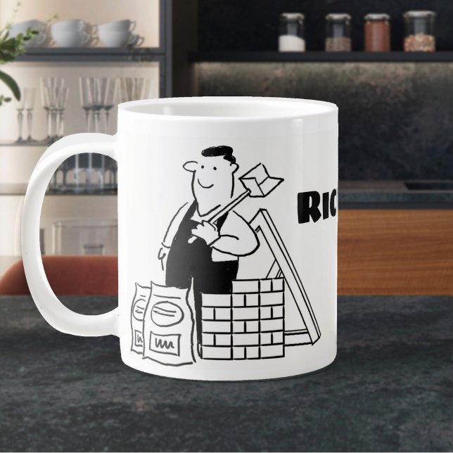 Caneca De Café Grande Construtor Geral de Casas Desenho Animado (Large Mug for a Builder)