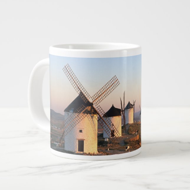 Caneca De Café Grande Consuegra, La Mancha, Espanha, moinhos de vento (Frente Esquerda)