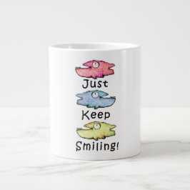 Caneca De Café Grande Continue sorrindo! Peixes dentuços coloridos