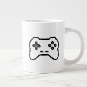 Caneca De Café Grande Controle de Jogo Estilo de Jogo Branco Preto de 8