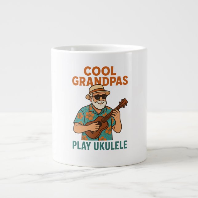 Caneca De Café Grande Cool Grandpas Play Ukulele Coffee Mug (Frente)