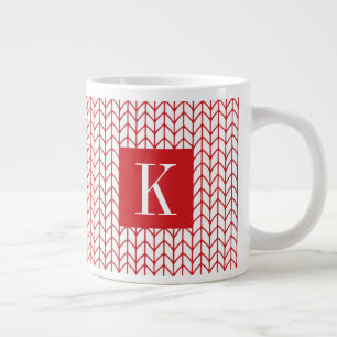 Caneca De Café Grande Copo Branco Grande RED LINE KNIT + Inicial II