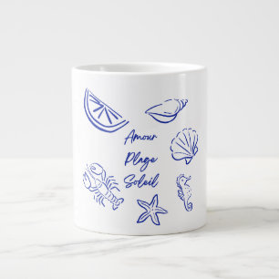 Caneca De Café Grande Copo café amostra mar praia verão 