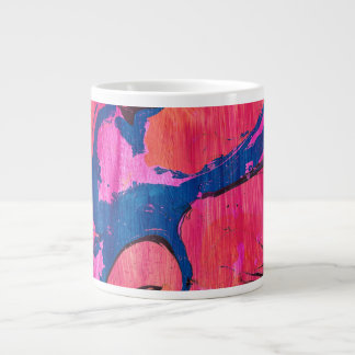 Caneca De Café Grande Copo de Bebida Abstrato Estilo Ebru Azul Vermelho 