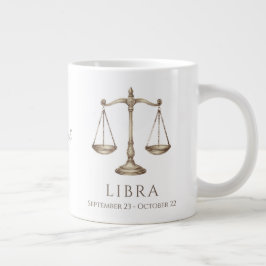 Caneca De Café Grande Copo Libra Zodiac Nome Personalizado & Data de Nas