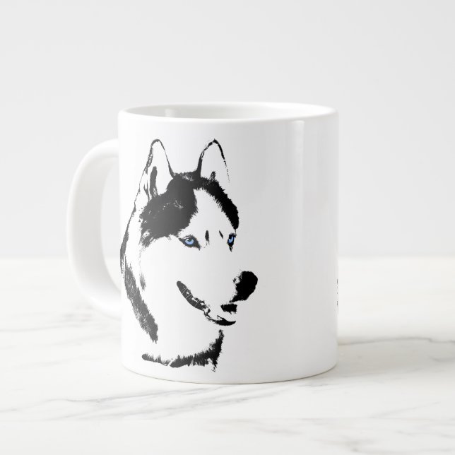 Caneca De Café Grande Copo ronco do cão de Sleg do rouco Siberian de (Frente Esquerda)