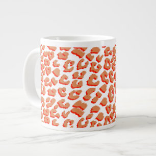 Caneca De Café Grande Cor âmbar e Impressão Leopardo Branco