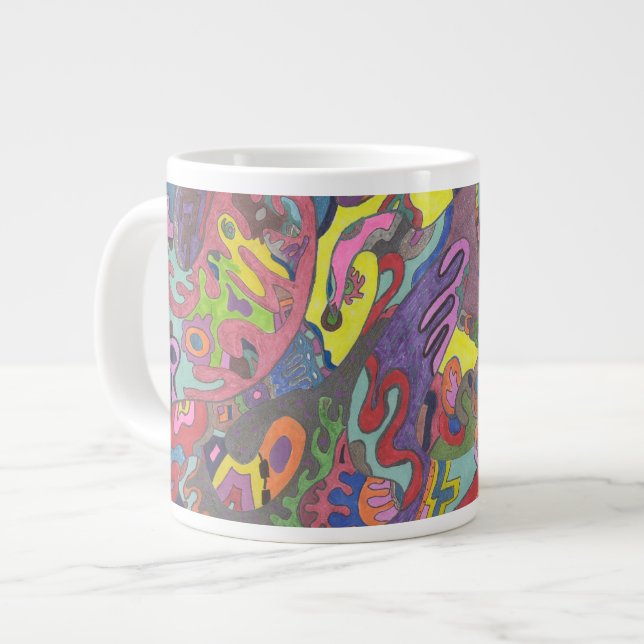 Caneca De Café Grande Cor animada, abstrato original (Frente Esquerda)