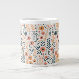 Caneca De Café Grande Cor Brilhante do Padrão Floral de Verão