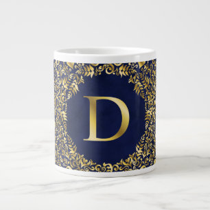 Caneca De Café Grande Cor damasco ouro letra D