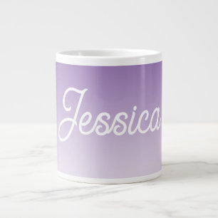 Caneca De Café Grande Cor de Ombre Roxo Claro (Editável) & Seu Texto