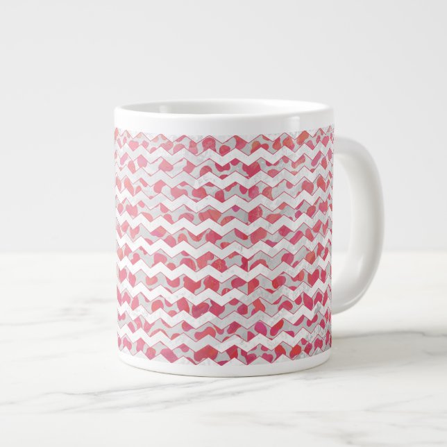 Caneca De Café Grande Cor-de-rosa e branco-dalmáticos (Frente Esquerda)