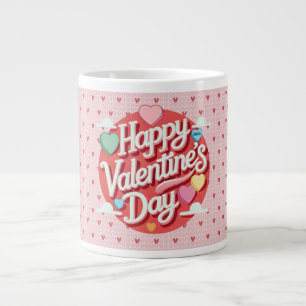 Caneca De Café Grande Coração colorido do dia dos namorados