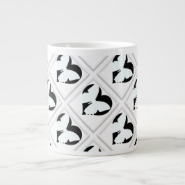 Caneca De Café Grande Coração de Borboleta em Branco