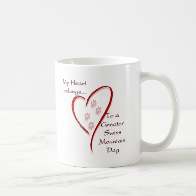 Caneca De Café Grande Coração de Cachorro Suíço Pertence (Direita)