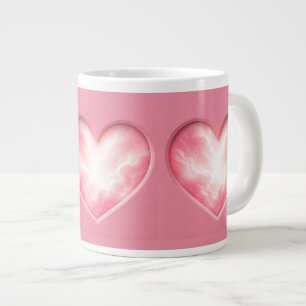 Caneca De Café Grande Coração de Nuvem Cor-de-Rosa Pastel Sonhador Etére
